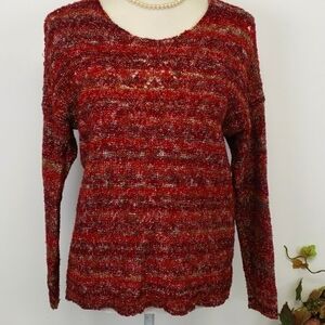 JILLIAN Nicole Delicate Sweater S Red & Tan EUC